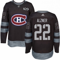 Mens Adidas Montreal Canadiens 22 Karl Alzner Premier Black 1917 2017 100th Anniversary NHL Jersey 