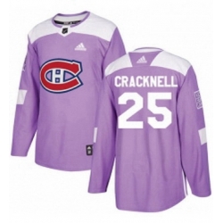 Mens Adidas Montreal Canadiens 25 Adam Cracknell Authentic Purple Fights Cancer Practice NHL Jersey 