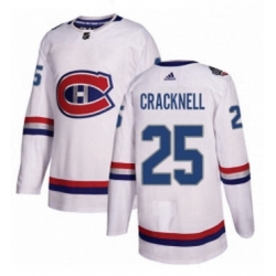 Mens Adidas Montreal Canadiens 25 Adam Cracknell Authentic White 2017 100 Classic NHL Jersey 