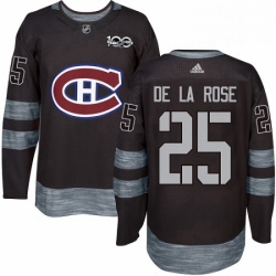 Mens Adidas Montreal Canadiens 25 Jacob de la Rose Authentic Black 1917 2017 100th Anniversary NHL Jersey 