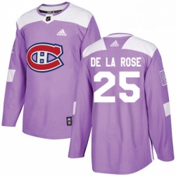 Mens Adidas Montreal Canadiens 25 Jacob de la Rose Authentic Purple Fights Cancer Practice NHL Jersey 