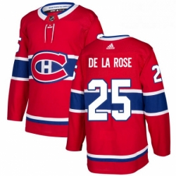 Mens Adidas Montreal Canadiens 25 Jacob de la Rose Authentic Red Home NHL Jersey 