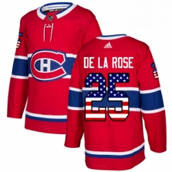 Mens Adidas Montreal Canadiens 25 Jacob de la Rose Authentic Red USA Flag Fashion NHL Jersey 
