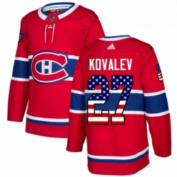 Mens Adidas Montreal Canadiens 27 Alexei Kovalev Authentic Red USA Flag Fashion NHL Jersey 