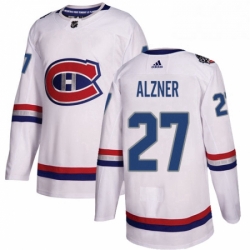 Mens Adidas Montreal Canadiens 27 Karl Alzner Authentic White 2017 100 Classic NHL Jersey 