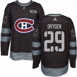 Mens Adidas Montreal Canadiens 29 Ken Dryden Authentic Black 1917 2017 100th Anniversary NHL Jersey 