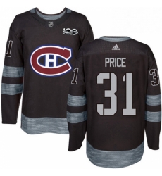 Mens Adidas Montreal Canadiens 31 Carey Price Authentic Black 1917 2017 100th Anniversary NHL Jersey 