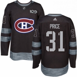 Mens Adidas Montreal Canadiens 31 Carey Price Authentic Black 1917 2017 100th Anniversary NHL Jersey 