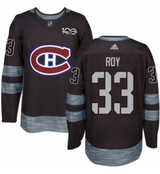 Mens Adidas Montreal Canadiens 33 Patrick Roy Authentic Black 1917 2017 100th Anniversary NHL Jersey 