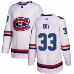 Mens Adidas Montreal Canadiens 33 Patrick Roy Authentic White 2017 100 Classic NHL Jersey 