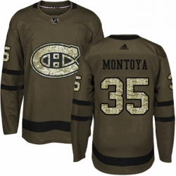 Mens Adidas Montreal Canadiens 35 Al Montoya Premier Green Salute to Service NHL Jersey 