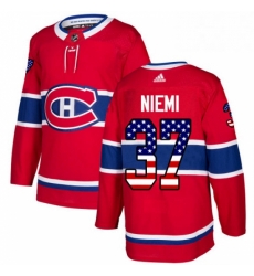 Mens Adidas Montreal Canadiens 37 Antti Niemi Authentic Red USA Flag Fashion NHL Jersey 