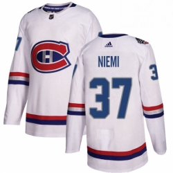 Mens Adidas Montreal Canadiens 37 Antti Niemi Authentic White 2017 100 Classic NHL Jersey 
