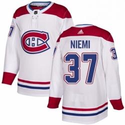 Mens Adidas Montreal Canadiens 37 Antti Niemi Authentic White Away NHL Jersey 