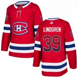 Mens Adidas Montreal Canadiens 39 Charlie Lindgren Authentic Red Drift Fashion NHL Jersey 
