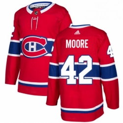 Mens Adidas Montreal Canadiens 42 Dominic Moore Authentic Red Home NHL Jersey 