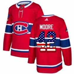 Mens Adidas Montreal Canadiens 42 Dominic Moore Authentic Red USA Flag Fashion NHL Jersey 