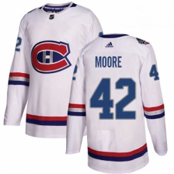Mens Adidas Montreal Canadiens 42 Dominic Moore Authentic White 2017 100 Classic NHL Jersey 