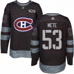 Mens Adidas Montreal Canadiens 53 Victor Mete Authentic Black 1917 2017 100th Anniversary NHL Jersey 