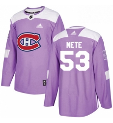 Mens Adidas Montreal Canadiens 53 Victor Mete Authentic Purple Fights Cancer Practice NHL Jersey 