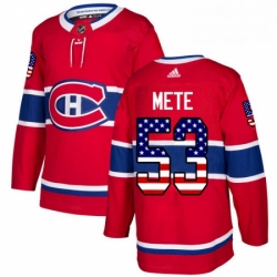 Mens Adidas Montreal Canadiens 53 Victor Mete Authentic Red USA Flag Fashion NHL Jersey 