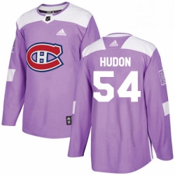 Mens Adidas Montreal Canadiens 54 Charles Hudon Authentic Purple Fights Cancer Practice NHL Jersey 