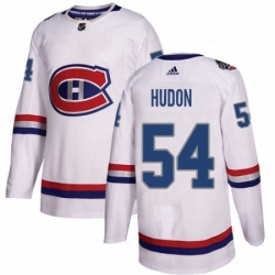 Mens Adidas Montreal Canadiens 54 Charles Hudon Authentic White 2017 100 Classic NHL Jersey 