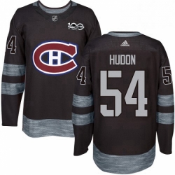 Mens Adidas Montreal Canadiens 54 Charles Hudon Premier Black 1917 2017 100th Anniversary NHL Jersey 
