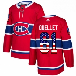 Mens Adidas Montreal Canadiens 61 Xavier Ouellet Authentic Red USA Flag Fashion NHL Jersey 
