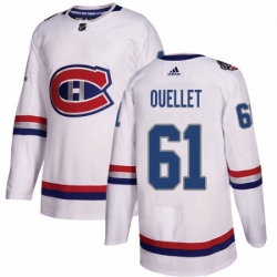 Mens Adidas Montreal Canadiens 61 Xavier Ouellet Authentic White 2017 100 Classic NHL Jersey 