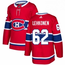 Mens Adidas Montreal Canadiens 62 Artturi Lehkonen Authentic Red Home NHL Jersey 