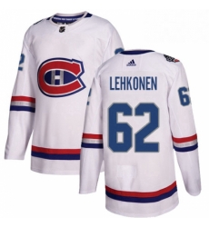 Mens Adidas Montreal Canadiens 62 Artturi Lehkonen Authentic White 2017 100 Classic NHL Jersey 
