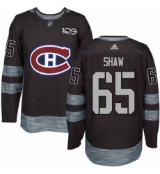 Mens Adidas Montreal Canadiens 65 Andrew Shaw Authentic Black 1917 2017 100th Anniversary NHL Jersey 