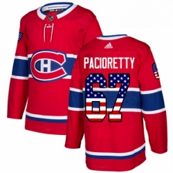 Mens Adidas Montreal Canadiens 67 Max Pacioretty Authentic Red USA Flag Fashion NHL Jersey 