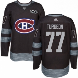 Mens Adidas Montreal Canadiens 77 Pierre Turgeon Authentic Black 1917 2017 100th Anniversary NHL Jersey 