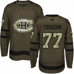 Mens Adidas Montreal Canadiens 77 Pierre Turgeon Authentic Green Salute to Service NHL Jersey 