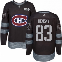Mens Adidas Montreal Canadiens 83 Ales Hemsky Authentic Black 1917 2017 100th Anniversary NHL Jersey 