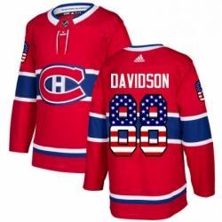 Mens Adidas Montreal Canadiens 88 Brandon Davidson Authentic Red USA Flag Fashion NHL Jersey 