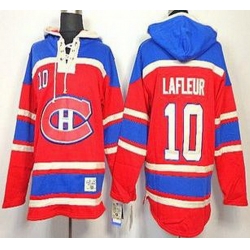 Montreal Canadiens 10 Guy Lafleur Red Lace-Up NHL Jersey Hoodies