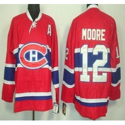 Montreal Canadiens 12 Dickie Moore Red Throwback CCM NHL Jersey