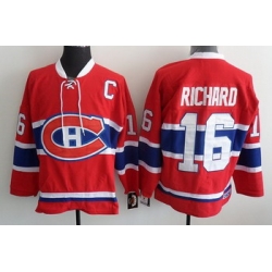 Montreal Canadiens 16 Richard Red Jerseys Throwback