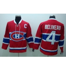 Montreal Canadiens #4 Jean Beliveau red Jerseys C patch