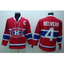Montreal Canadiens #4 Jean Beliveau red Jerseys C patch