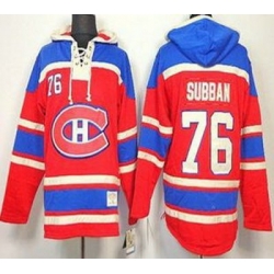 Montreal Canadiens 76 P.K. Subban Red Lace-Up NHL Jersey Hoodies
