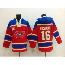 nhl jerseys montreal canadiens #16 richard red[pullover hooded sweatshirt]