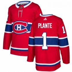 Youth Adidas Montreal Canadiens 1 Jacques Plante Premier Red Home NHL Jersey 