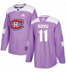 Youth Adidas Montreal Canadiens 11 Saku Koivu Authentic Purple Fights Cancer Practice NHL Jersey 