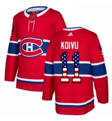 Youth Adidas Montreal Canadiens 11 Saku Koivu Authentic Red USA Flag Fashion NHL Jersey 