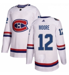 Youth Adidas Montreal Canadiens 12 Dickie Moore Authentic White 2017 100 Classic NHL Jersey 