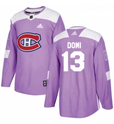 Youth Adidas Montreal Canadiens 13 Max Domi Authentic Purple Fights Cancer Practice NHL Jersey 